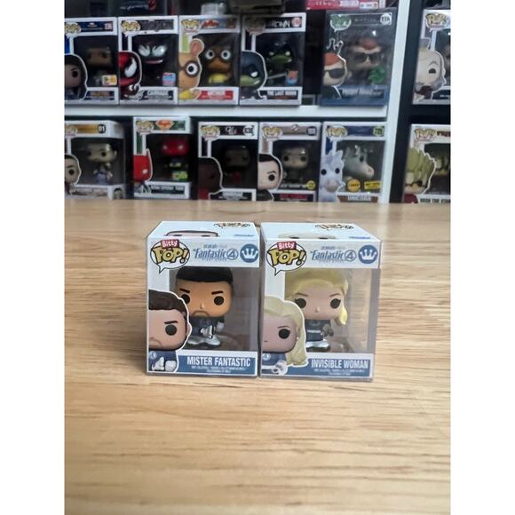 LE BITTY Invisible Woman & Mr. Fantastic Funko Pops Marvel MCU F4 Four SDCC 4 - Picture 1 of 13
